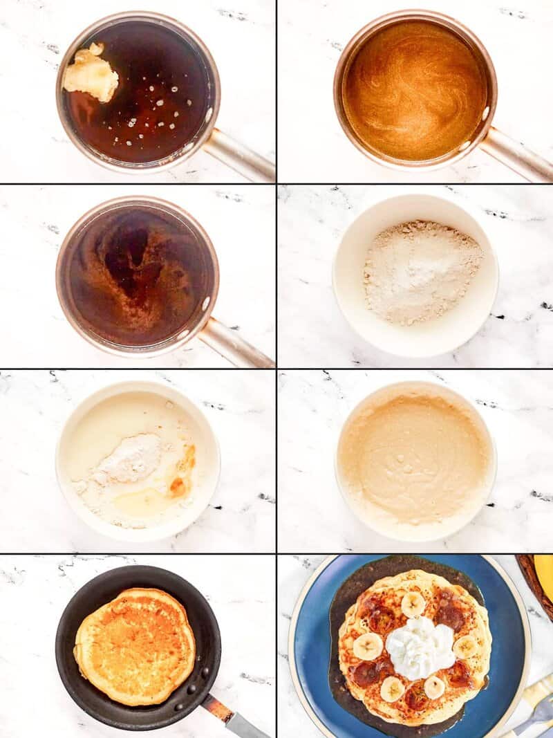 Making copycat IHOP bananas foster pancakes.