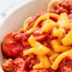 A bowl of copycat Jollibee jolly spaghetti.