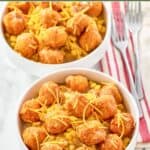 Two servings of homemade KFC famous bowl.