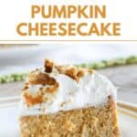 Homemade Olive Garden pumpkin cheesecake slice on a plate.