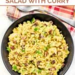 Rice-A-Roni artichoke rice salad with curry in a large bowl.