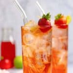 Homemade Sonic strawberry limeade in two glasses.