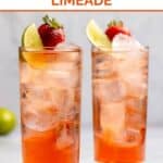 Two glasses of homemade Sonic strawberry limeade.