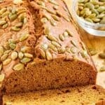A loaf of homemade Starbucks pumpkin bread.