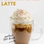 Homemade Starbucks pumpkin spice latte on a coaster.