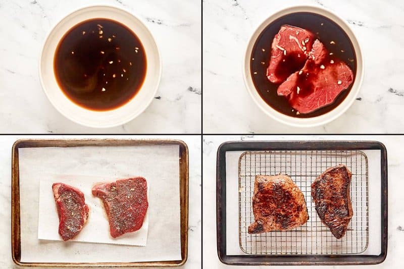 Preparing copycat steak and ale kengsington marinade and steaks.