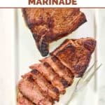 Two steaks made with homemade steak and ale kensington club marinade.