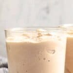 Homemade Wendy's chocolate frosty in a glass.